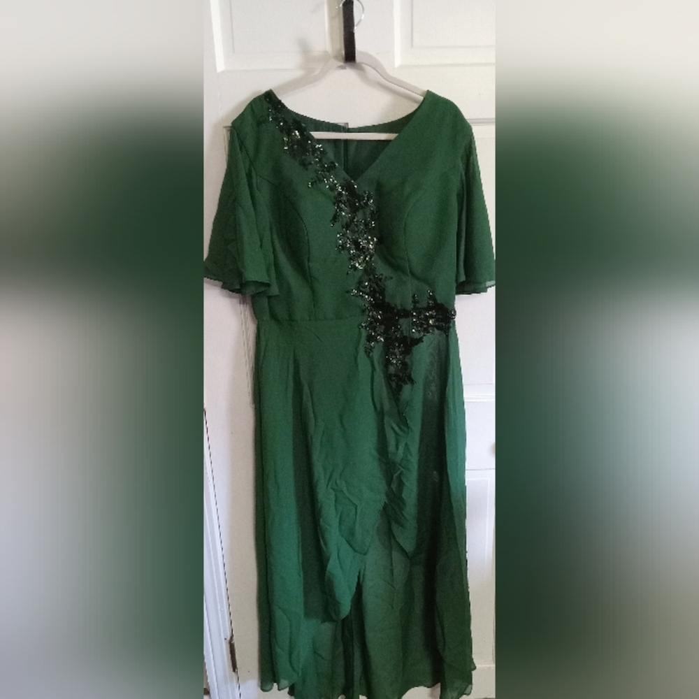 Amazon Women's Green Long Sleeve Dress with Sequin Accents